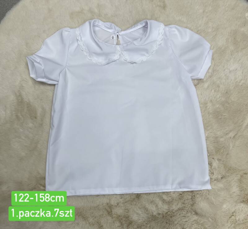 Bluzki dziewczęce Roz 122-158, 1 kolor Paczka 7 szt
